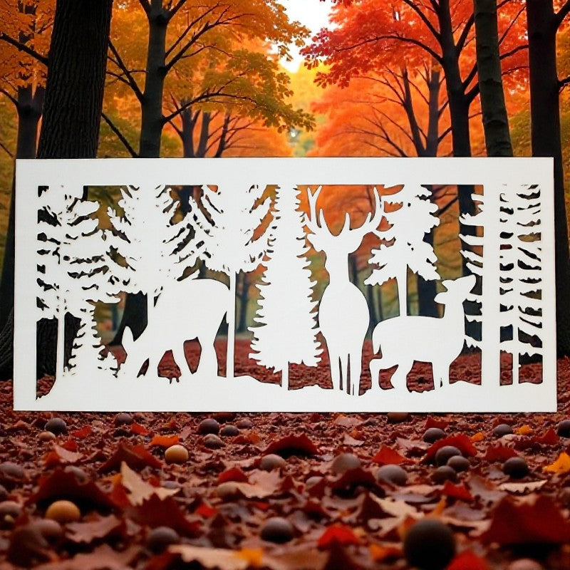 Laser Cut Wood Buck & Two Does in the Woods