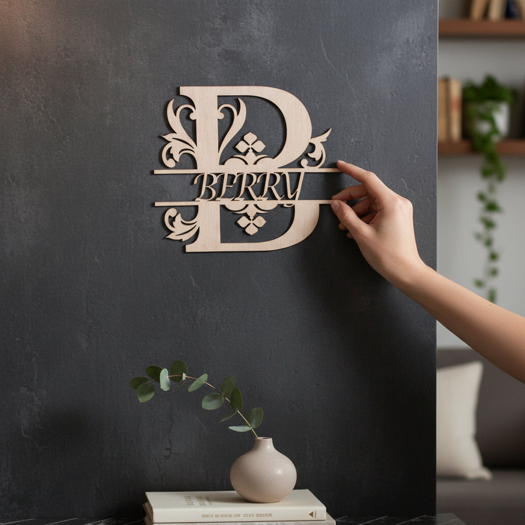 Laser Cut Wood Fancy Letter with Customized Name