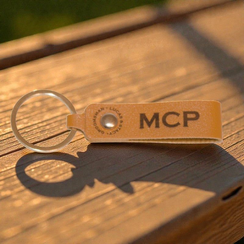 Customizable Riveted Leather Loop Keychain