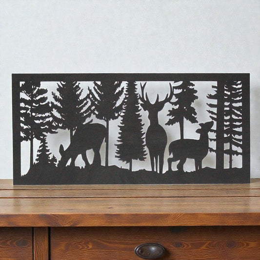 Laser Cut Wood Buck & Two Does in the Woods