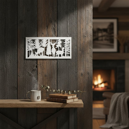 Laser Cut Wood Buck & Two Does in the Woods