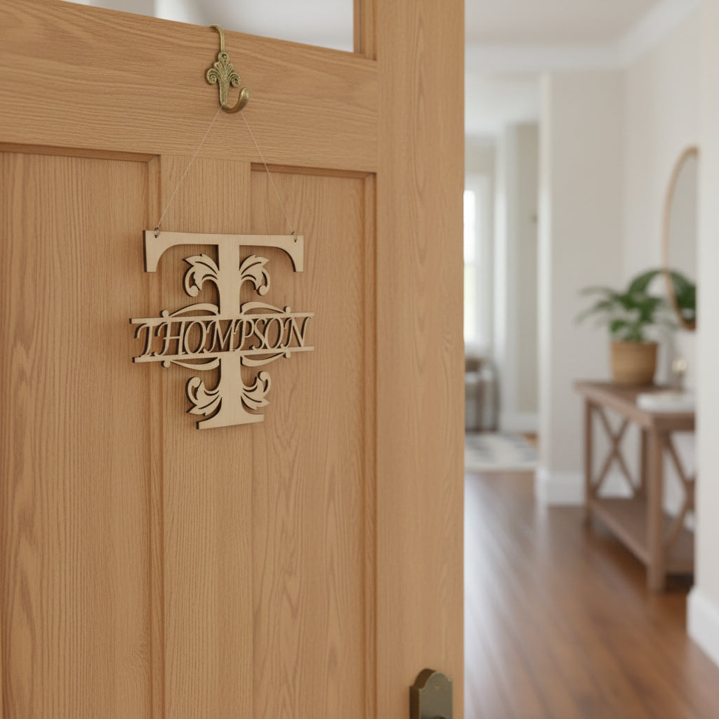 Laser Cut Wood Fancy Letter with Customized Name