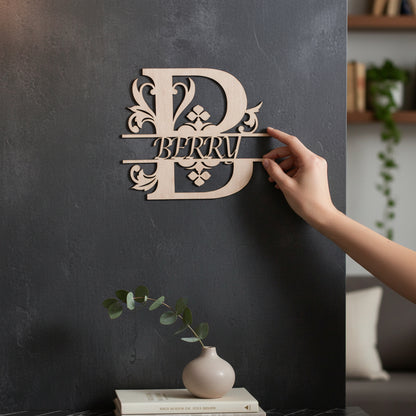 Laser Cut Wood Fancy Letter with Customized Name