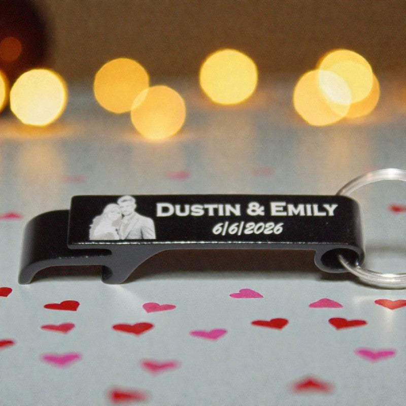 Bottle & Can Opener Keychain Personalized with Wedding Photo
