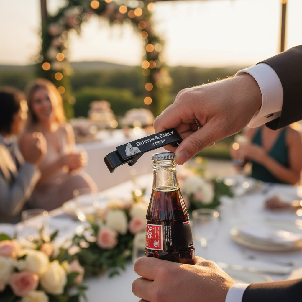 Bottle & Can Opener Keychain Personalized with Wedding Photo