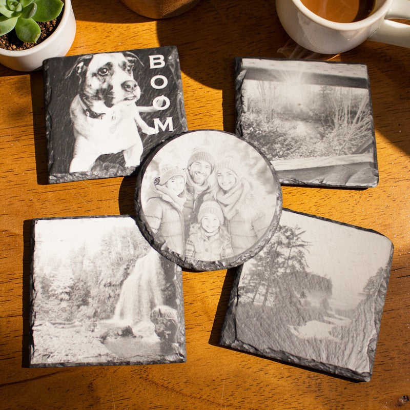 Your Photos Engraved on Slate Stone Coasters