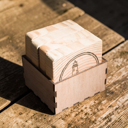 Wooden Box Holder for Slate Coasters