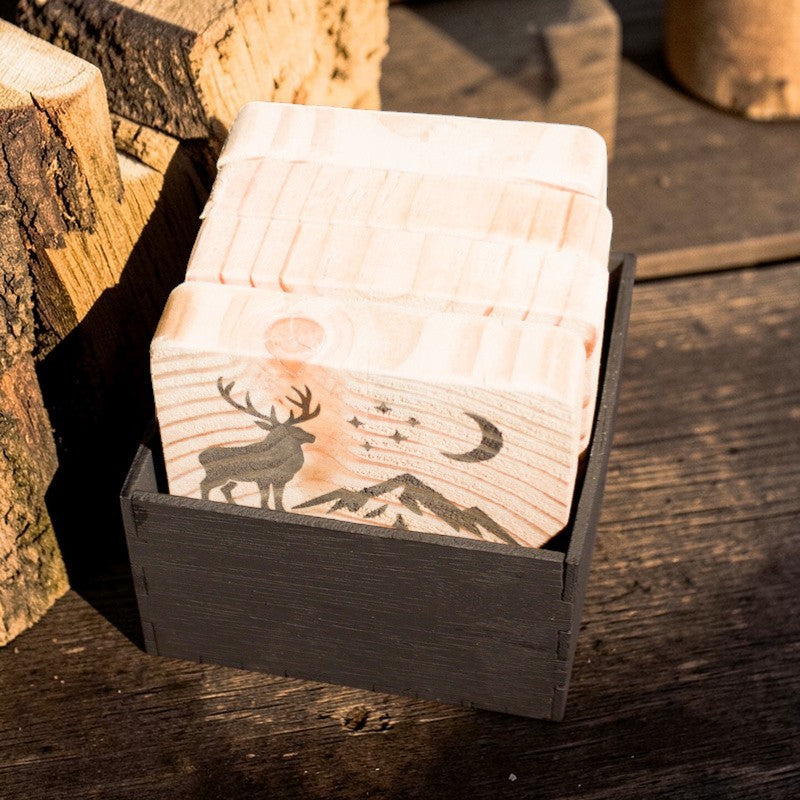 Wooden Box Holder for Slate Coasters