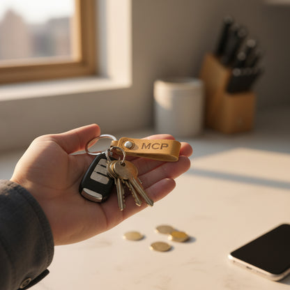 Customizable Riveted Leather Loop Keychain